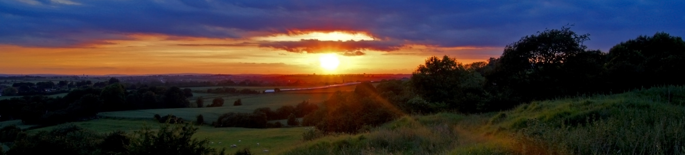 Sunset over a field