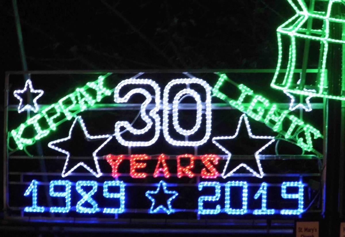 Christmas Lights that say 30 years